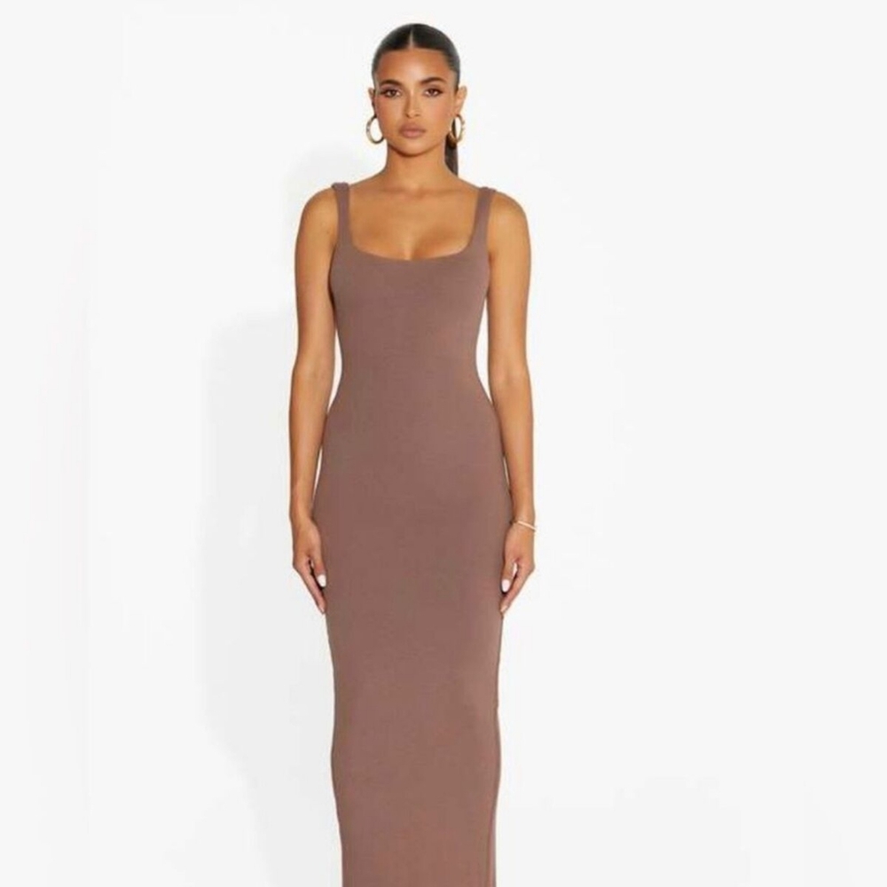 Naked Wardrobe Midi Dress - Mocha Taupe